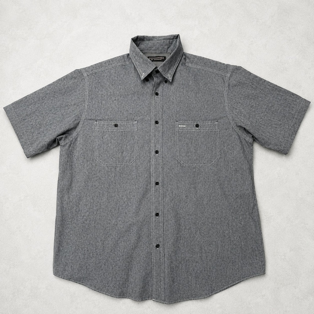 Roundtree & Yorke Mens Large Gray Button Up Shirt Short Sleeve Casual Outdoor